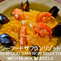 SEAFOOD SAFFRON RISOTTO WITH BLACK MUSSELS